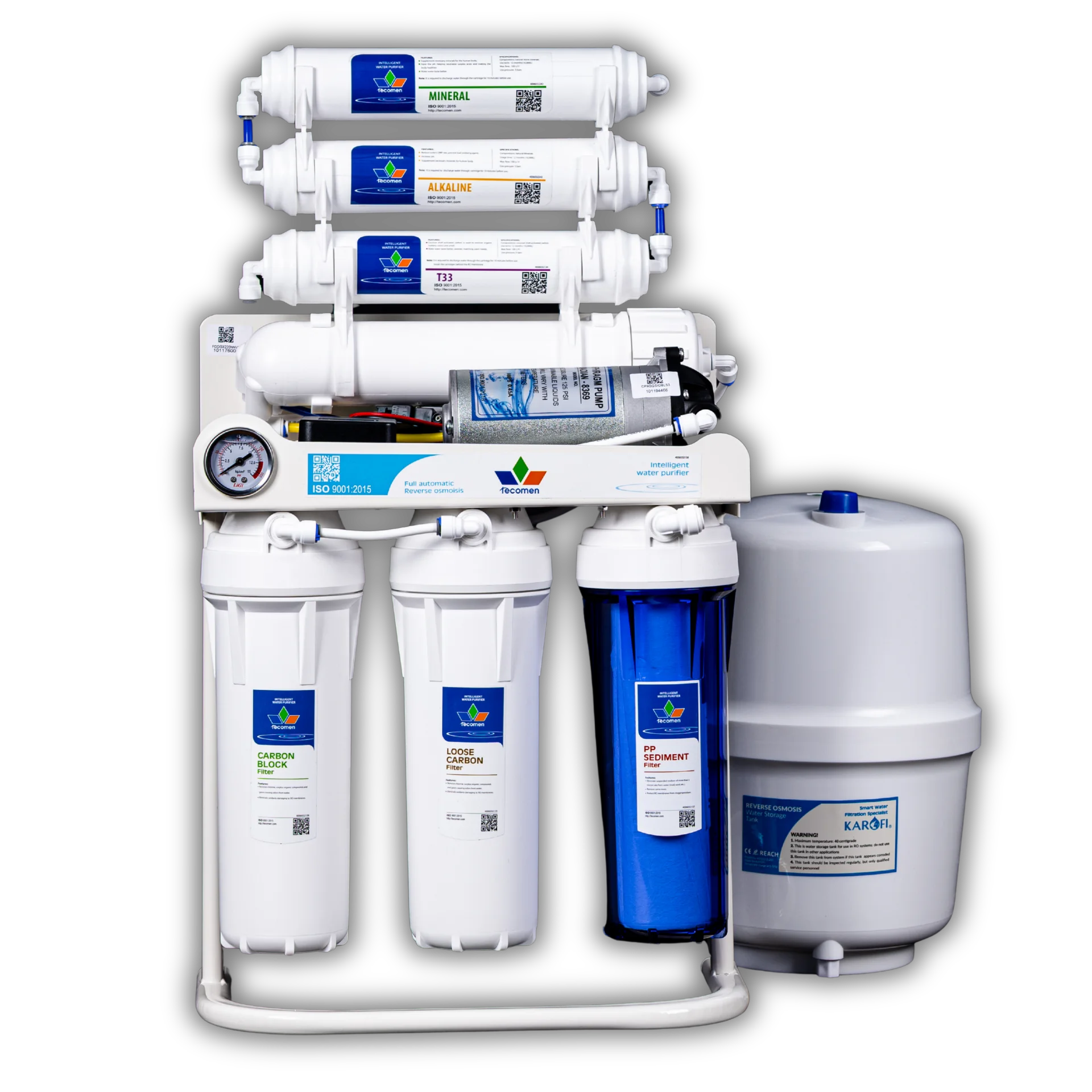 Tecomen 7-Stage — Reverse Osmosis with Stand & Pressure Gauge